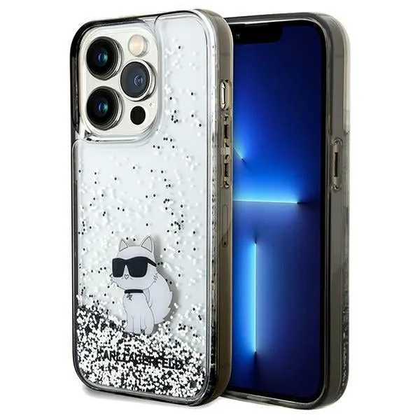 Custodia per Apple iPhone 14 Pro Max, Karl Lagerfeld, Liquid Glitter Choupette, Trasparente - immagine 1