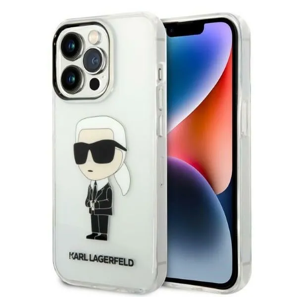 Custodia per Apple iPhone 14 Pro Max, Karl Lagerfeld, Ikonik Karl, Trasparente - immagine 1