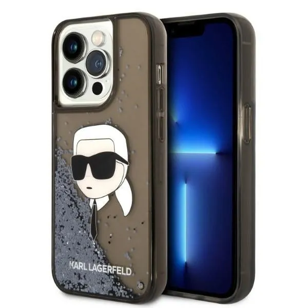 Custodia per Apple iPhone 14 Pro Max, Karl Lagerfeld, Glitter Karl's Head, Nera - immagine 1