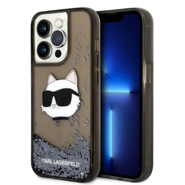 Custodia per Apple iPhone 14 Pro Max, Karl Lagerfeld, Glitter Choupette's Head, Nera - immagine 1