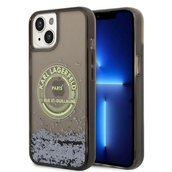 Custodia per Apple iPhone 14 Plus, Karl Lagerfeld, Liquid Glitter RSG, Nera - immagine 1