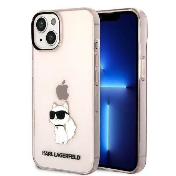 Custodia per Apple iPhone 14 Plus, Karl Lagerfeld, Ikonik Choupette, Rosa - immagine 1