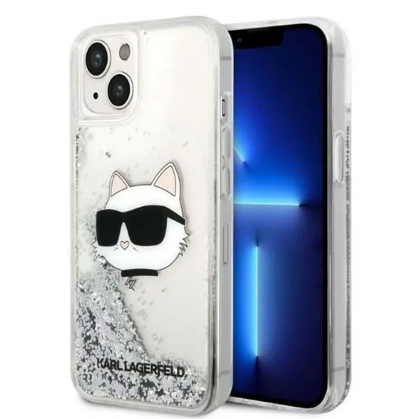 Custodia per Apple iPhone 14 Plus, Karl Lagerfeld, Glitter Choupette's Head, Argento - immagine 1
