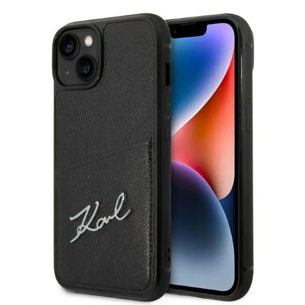 Custodia per Apple iPhone 14 Plus, Karl Lagerfeld, Cardslots Signature Logo, Nera - immagine 1