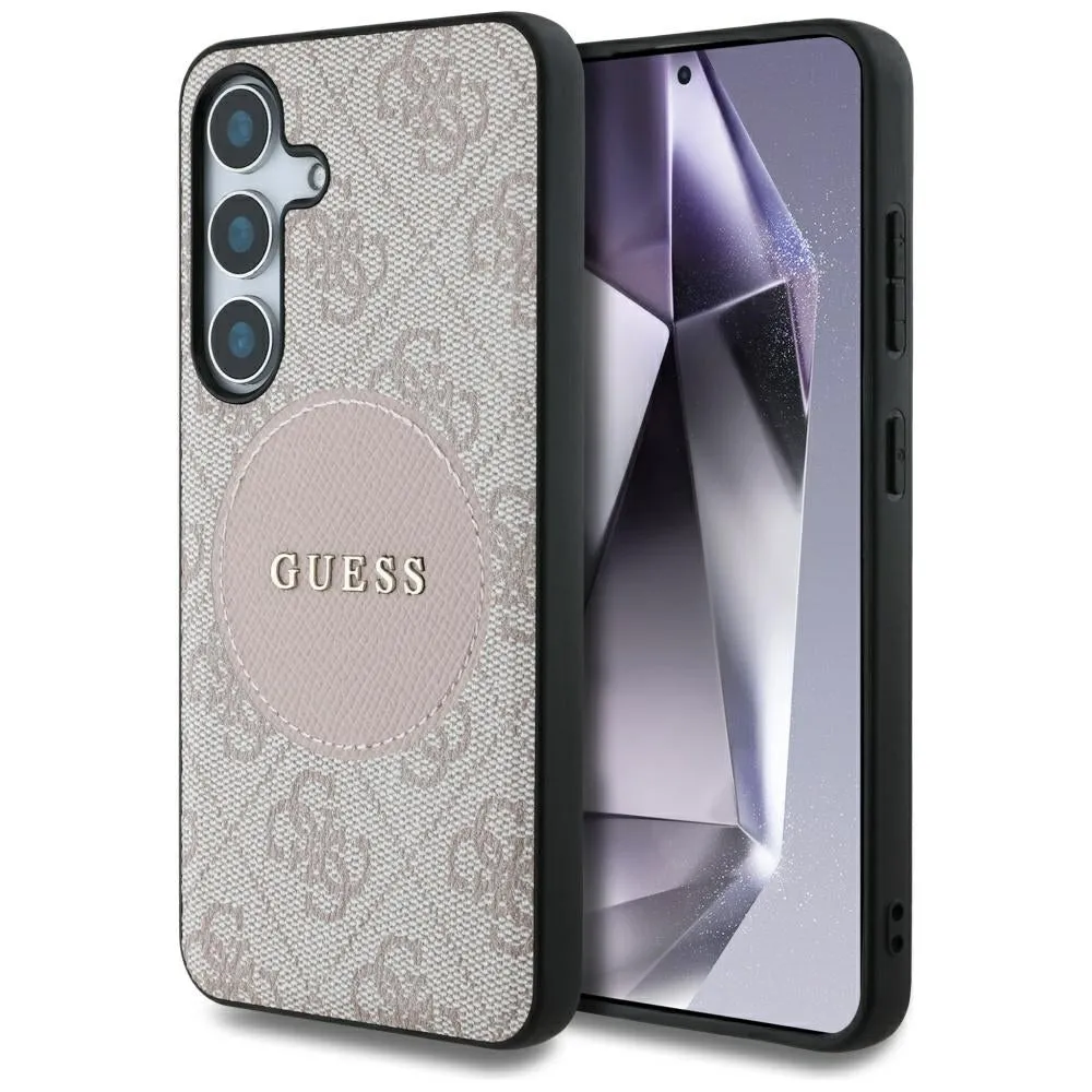Custodia MagSafe per Samsung Galaxy S25+ S936, Guess, 4G Circle Classic Logo, Rosa - immagine 1