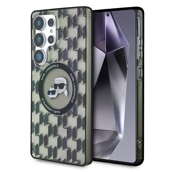 Custodia MagSafe per Samsung Galaxy S25 Ultra S938, Karl Lagerfeld, IML Monogram Karl & Choupette's Heads, Nera - immagine 1