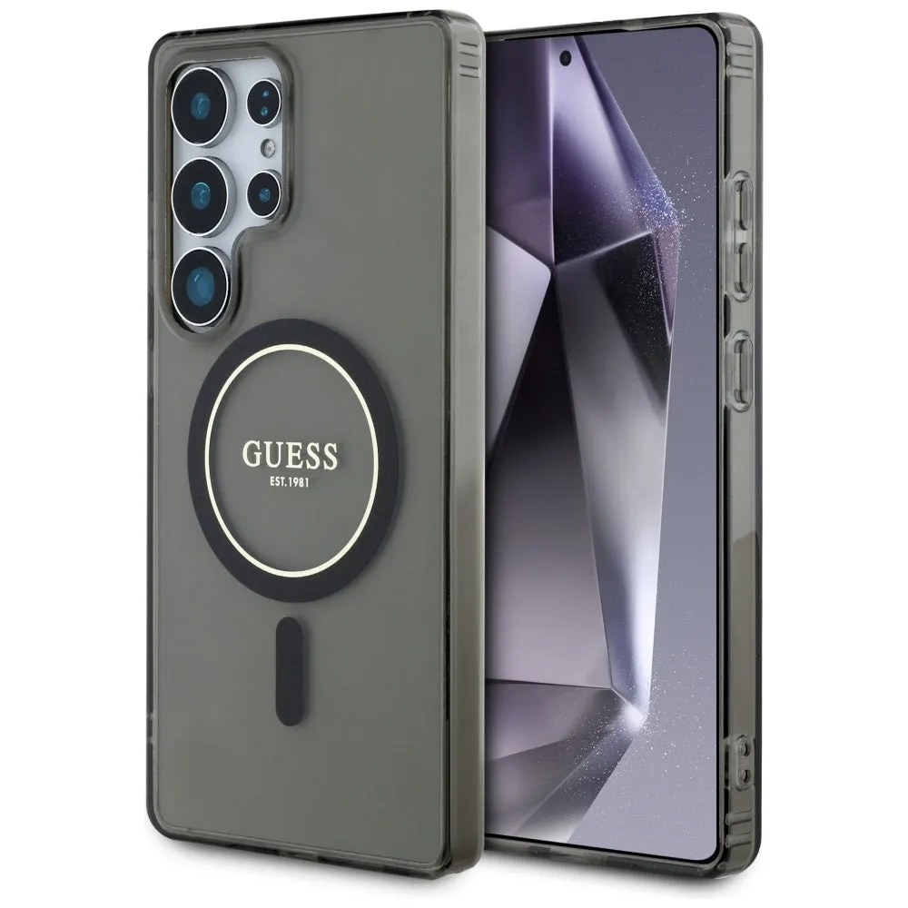 Custodia MagSafe per Samsung Galaxy S25 Ultra S938, Guess, IML Glitter Circle, Nera - immagine 1