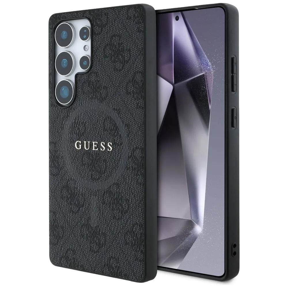 Custodia MagSafe per Samsung Galaxy S25 Ultra S938, Guess, 4G Ring Classic Logo, Nera - immagine 1