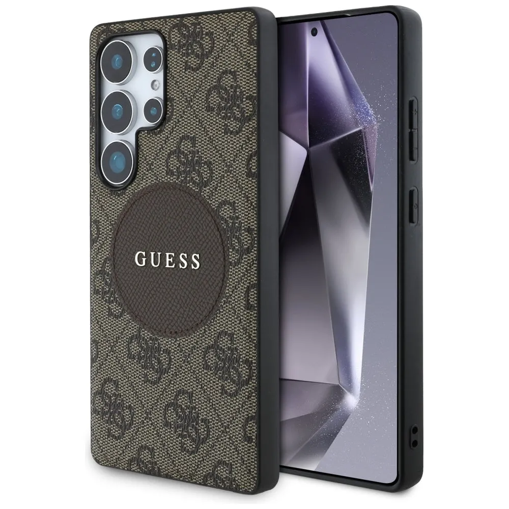 Custodia MagSafe per Samsung Galaxy S25 Ultra S938, Guess, 4G Circle Classic Logo, Marrone - immagine 1