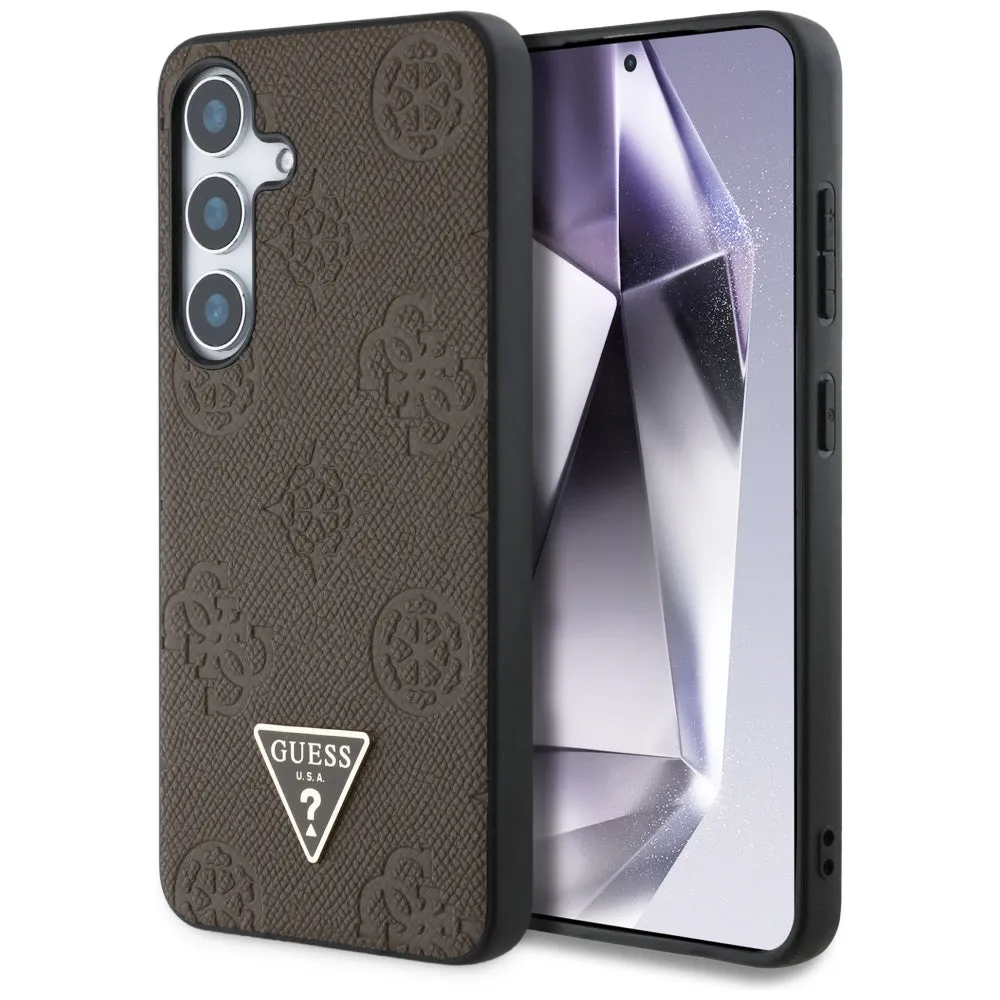 Custodia MagSafe per Samsung Galaxy S25 S931, Guess, Peony Grained Hot Stamp Triangle, Marrone - immagine 1
