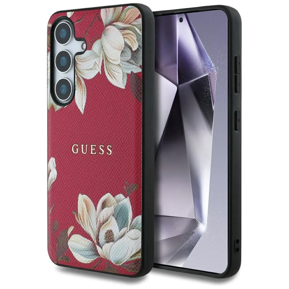 Custodia MagSafe per Samsung Galaxy S25 S931, Guess, Grained Flowers, Fucsia - immagine 1