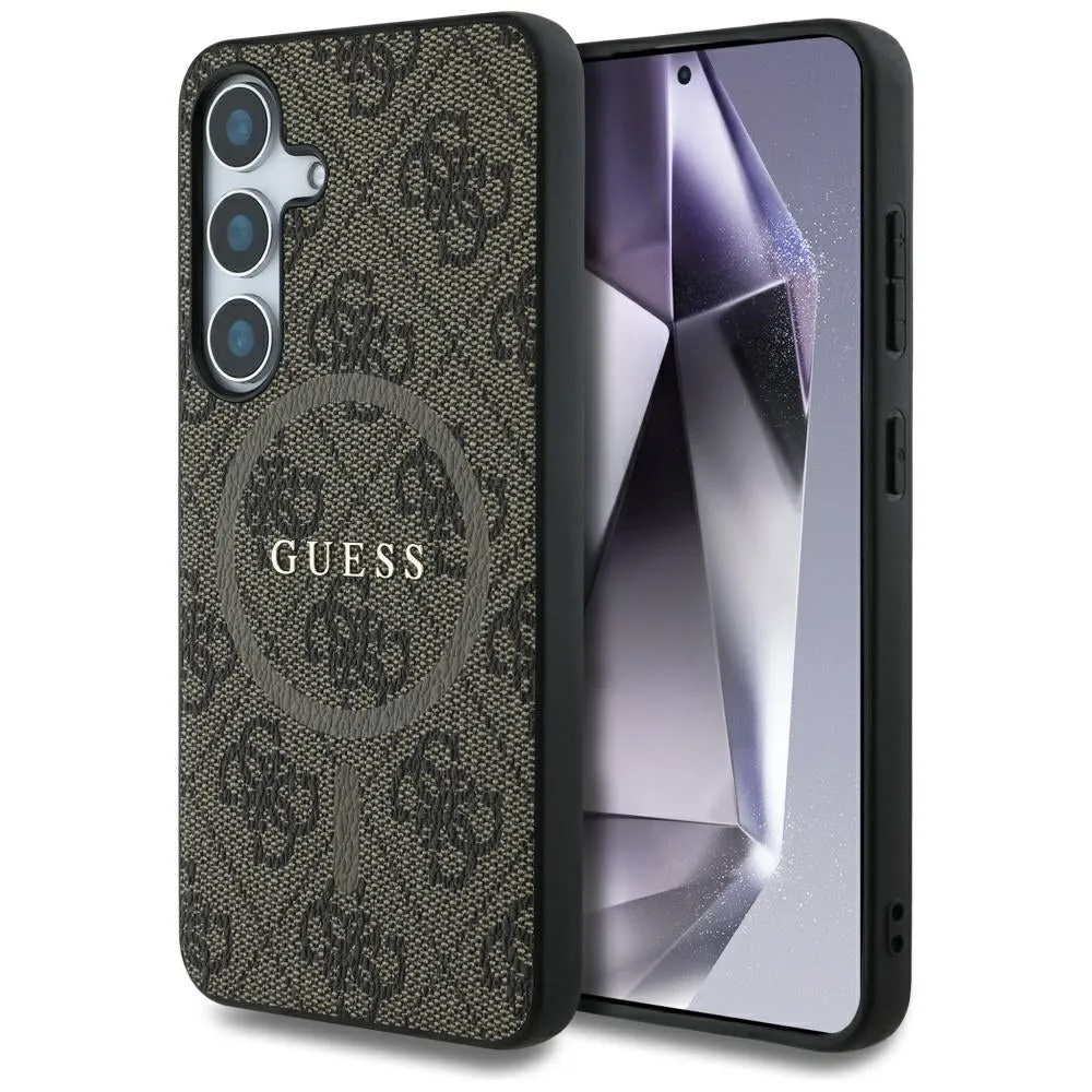 Custodia MagSafe per Samsung Galaxy S25 S931, Guess, 4G Ring Classic Logo, Marrone - immagine 1