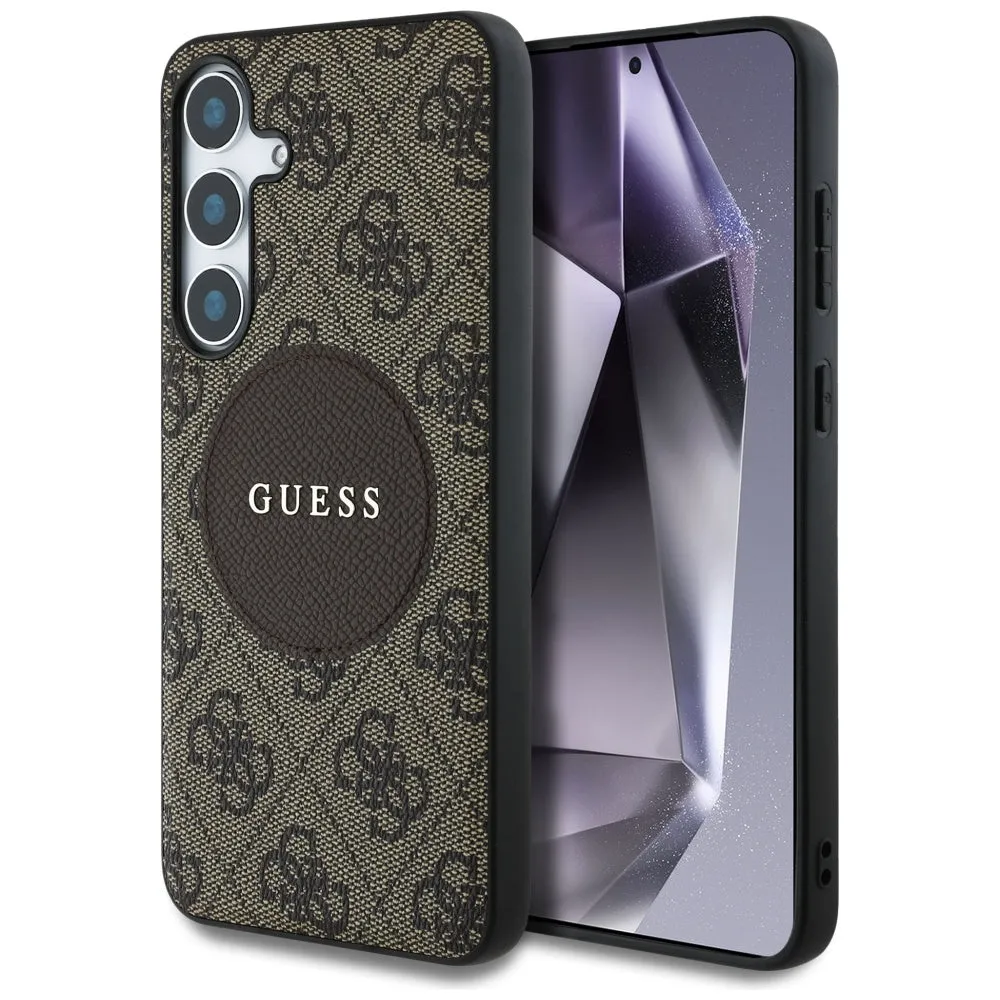 Custodia MagSafe per Samsung Galaxy S25 S931, Guess, 4G Circle Classic Logo, Marrone - immagine 1