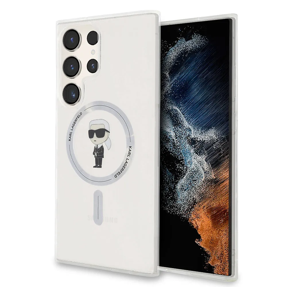 Custodia MagSafe per Samsung Galaxy S24 Ultra S928, Karl Lagerfeld, IML Ikonik Karl, Trasparente - immagine 1