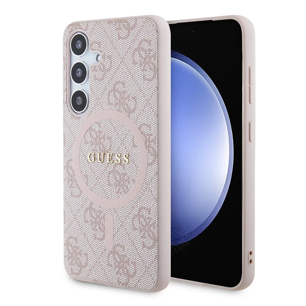 Custodia MagSafe per Samsung Galaxy S24 S921, Guess, 4G Collection, Rosa - immagine 1