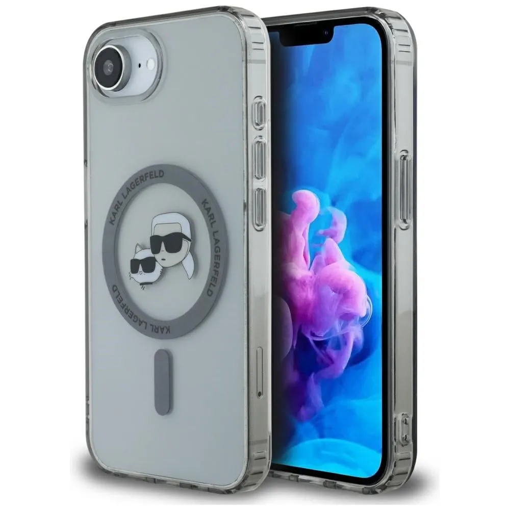 Custodia MagSafe per Apple iPhone 17e / 16e, Karl Lagerfeld, IML Metal Karl & Choupette's Heads, Nera - immagine 1