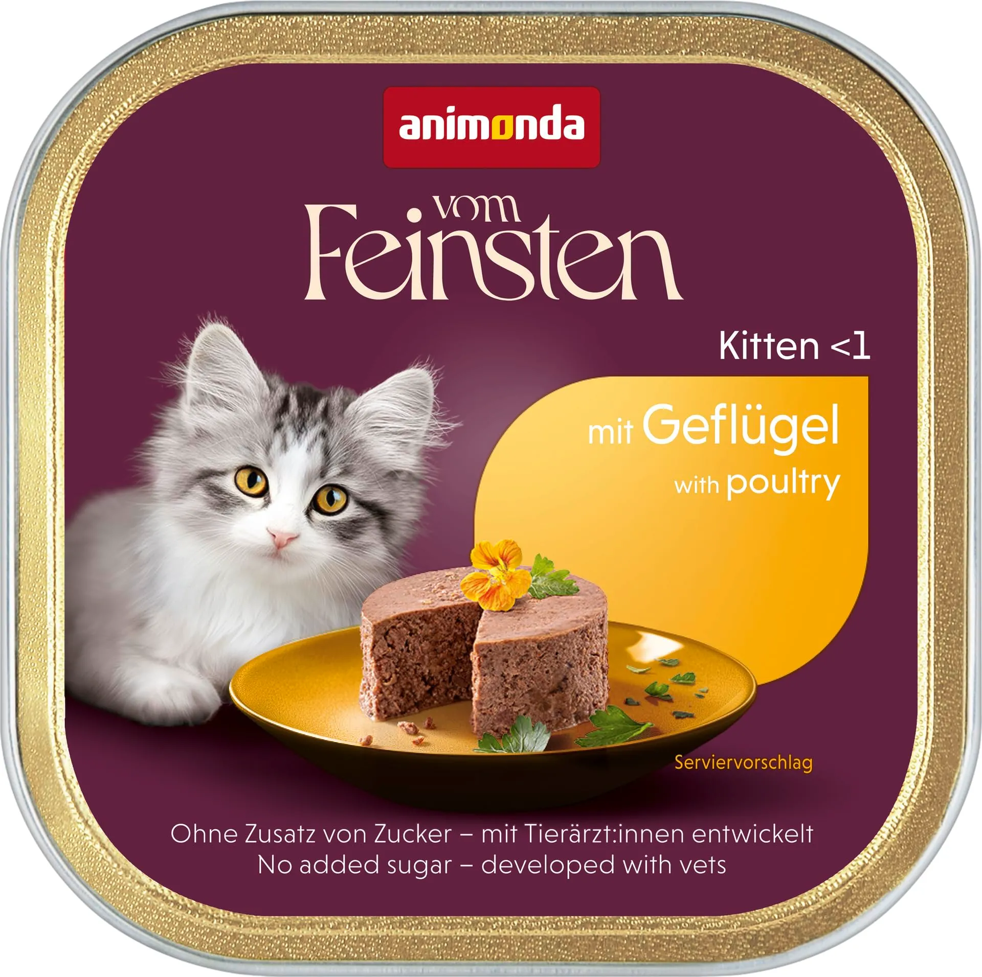 animonda Vom Feinsten Kitten, alimento umido per gattini in crescita nel primo anno di vita, con pollame, 32 x 100 g - immagine 1