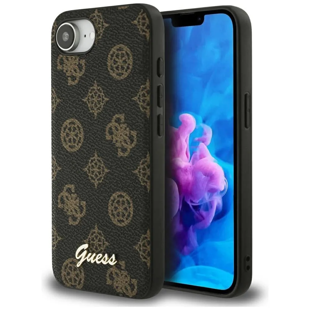 Custodia MagSafe per Apple iPhone 17e / 16e, Guess, Peony Script, Nera - immagine 1