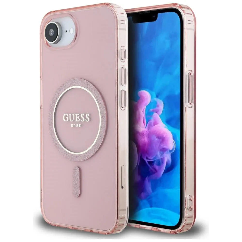Custodia MagSafe per Apple iPhone 17e / 16e, Guess, IML Glitter Circle, Rosa - immagine 1