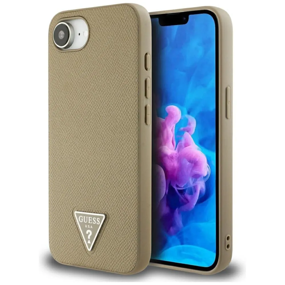 Custodia MagSafe per Apple iPhone 17e / 16e, Guess, Logo Triangolo Granulato, Marrone - immagine 1
