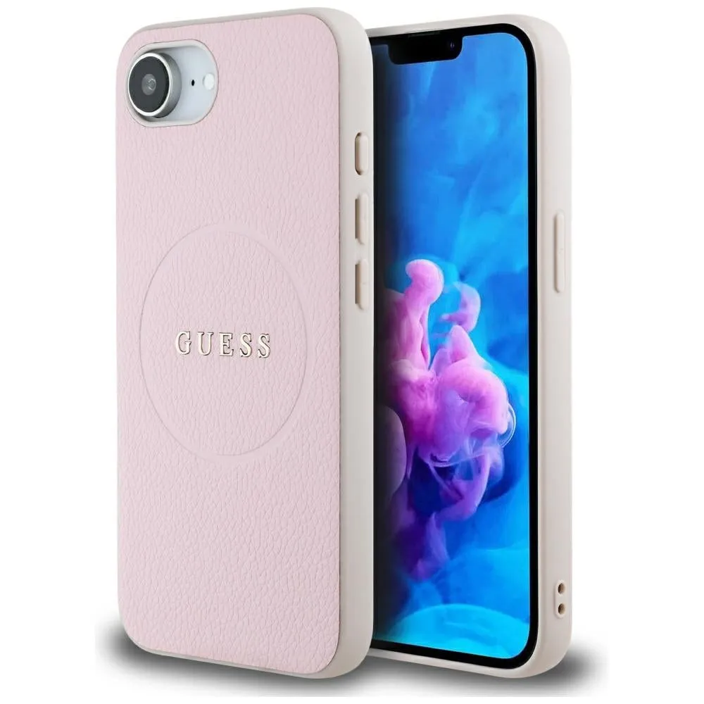 Custodia MagSafe per Apple iPhone 17e / 16e, Guess, Grained Gold Ring, Rosa - immagine 1