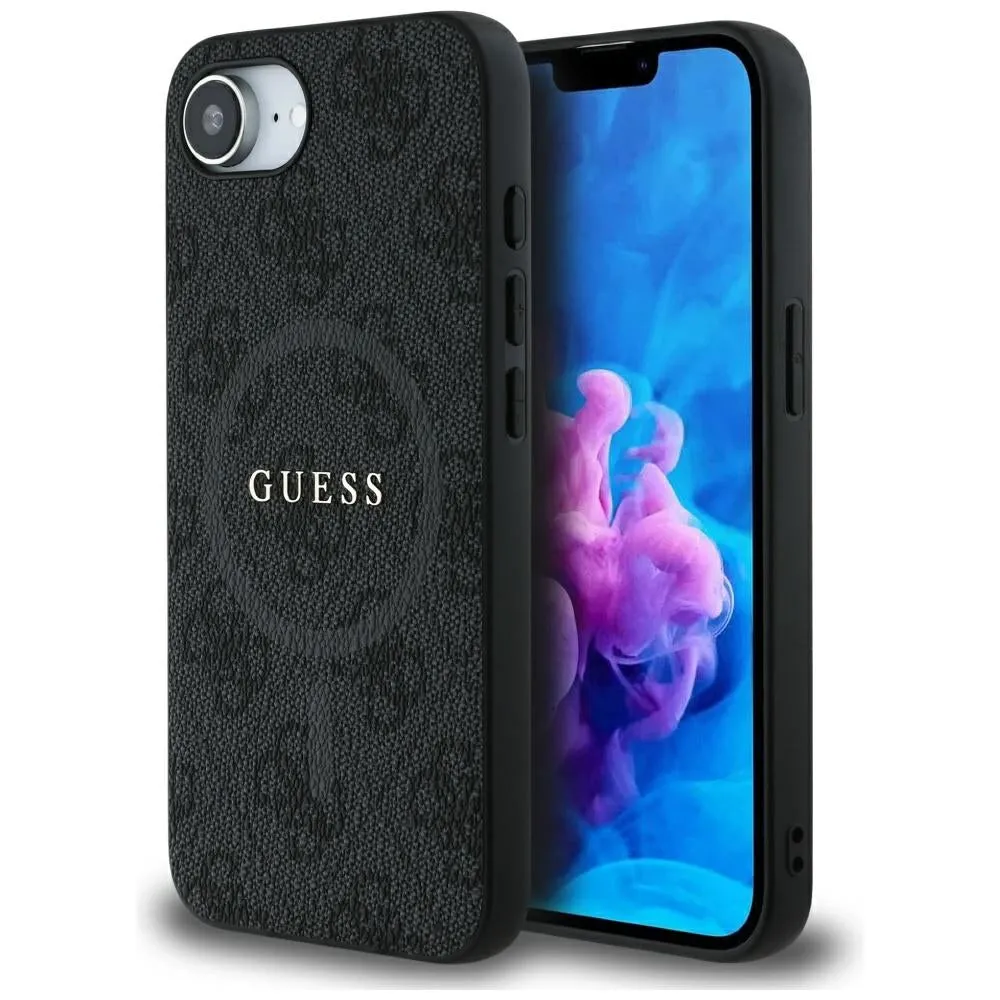 Custodia MagSafe per Apple iPhone 17e / 16e, Guess, 4G Ring Classic Logo, Nera - immagine 1