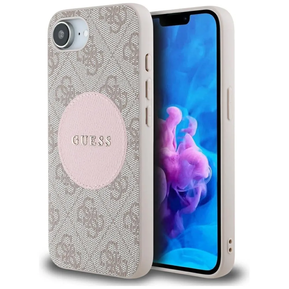Custodia MagSafe per Apple iPhone 17e / 16e, Guess, 4G Circle Classic Logo, Rosa - immagine 1