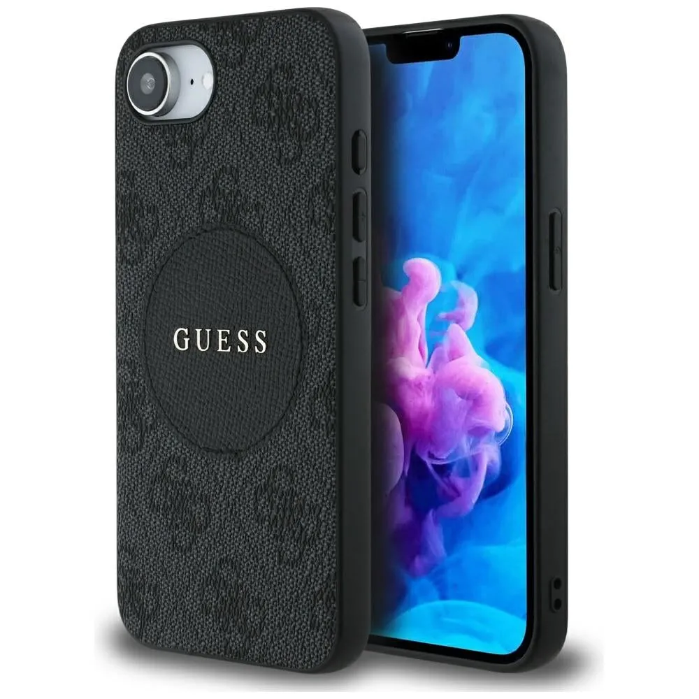 Custodia MagSafe per Apple iPhone 17e / 16e, Guess, 4G Circle Classic Logo, Nera - immagine 1