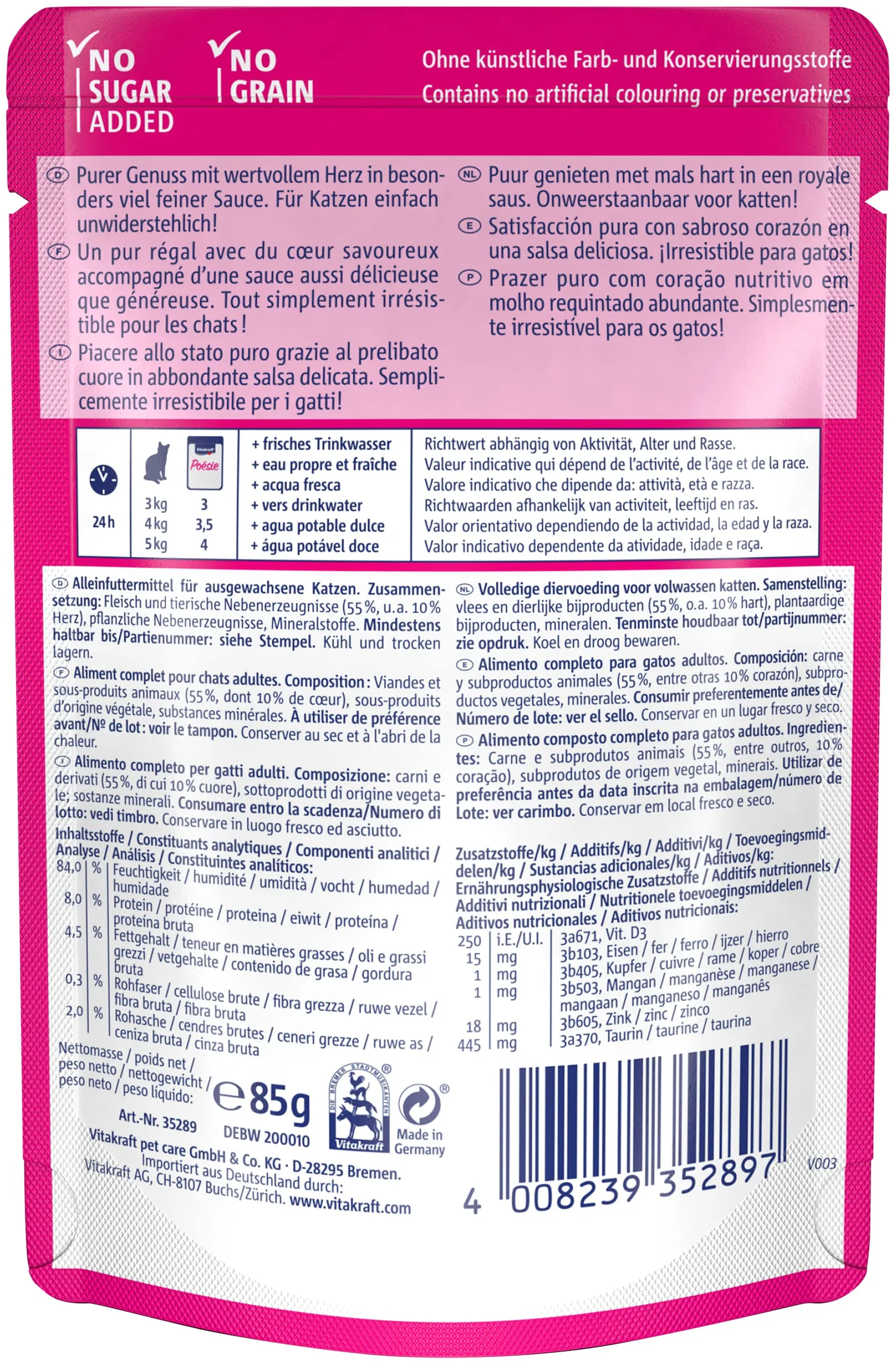 Vitakraft Poésie Deli-Sauce, Cibo per Gatti, Cibo Umido, 23 Sacchetti da 85 g - immagine 4