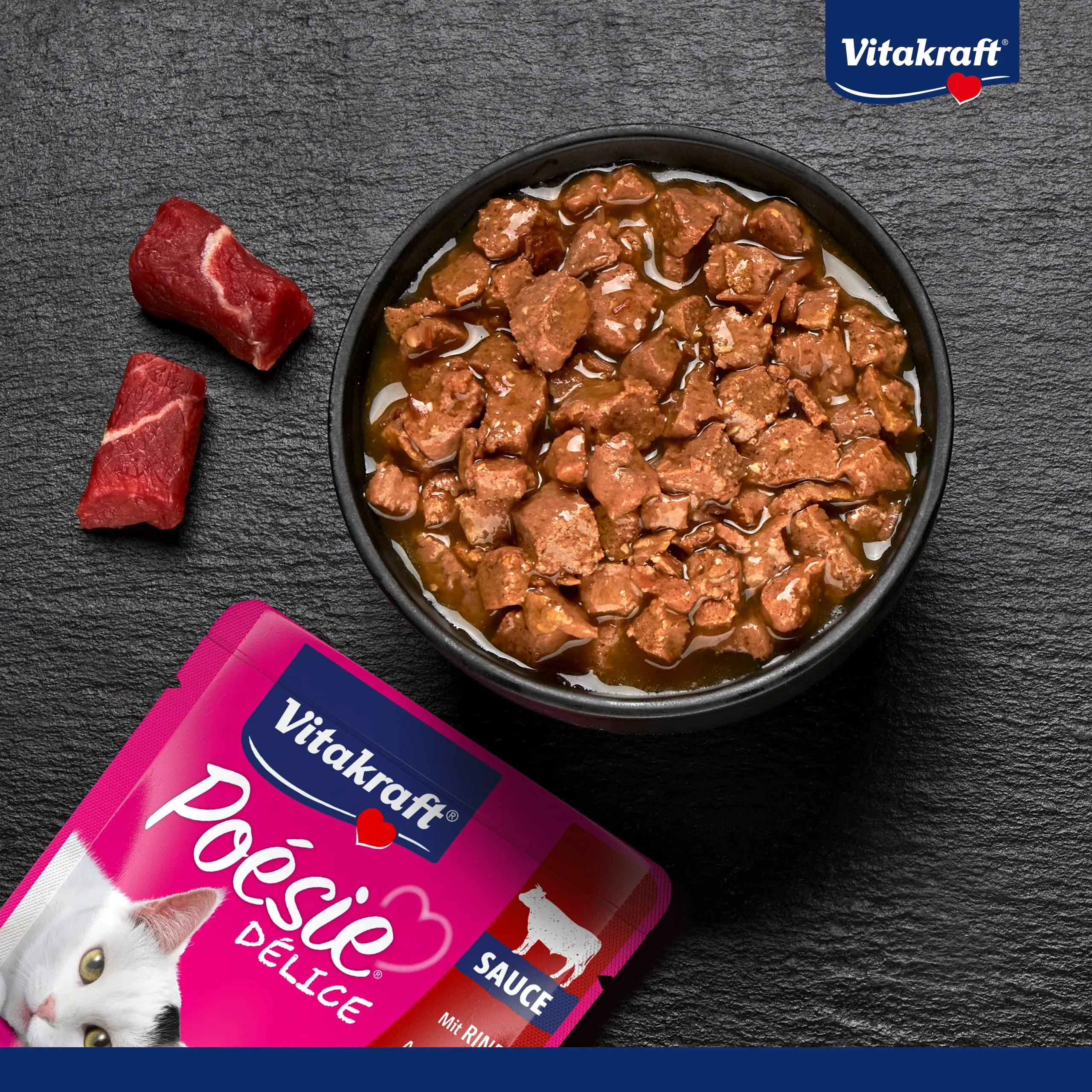 Vitakraft Poésie Délice, alimento umido gatto, alimento umido gatto in salsa, con manzo, confezione scorta, senza l'aggiunta di zuccheri e cereali (23x 85g) - immagine 4