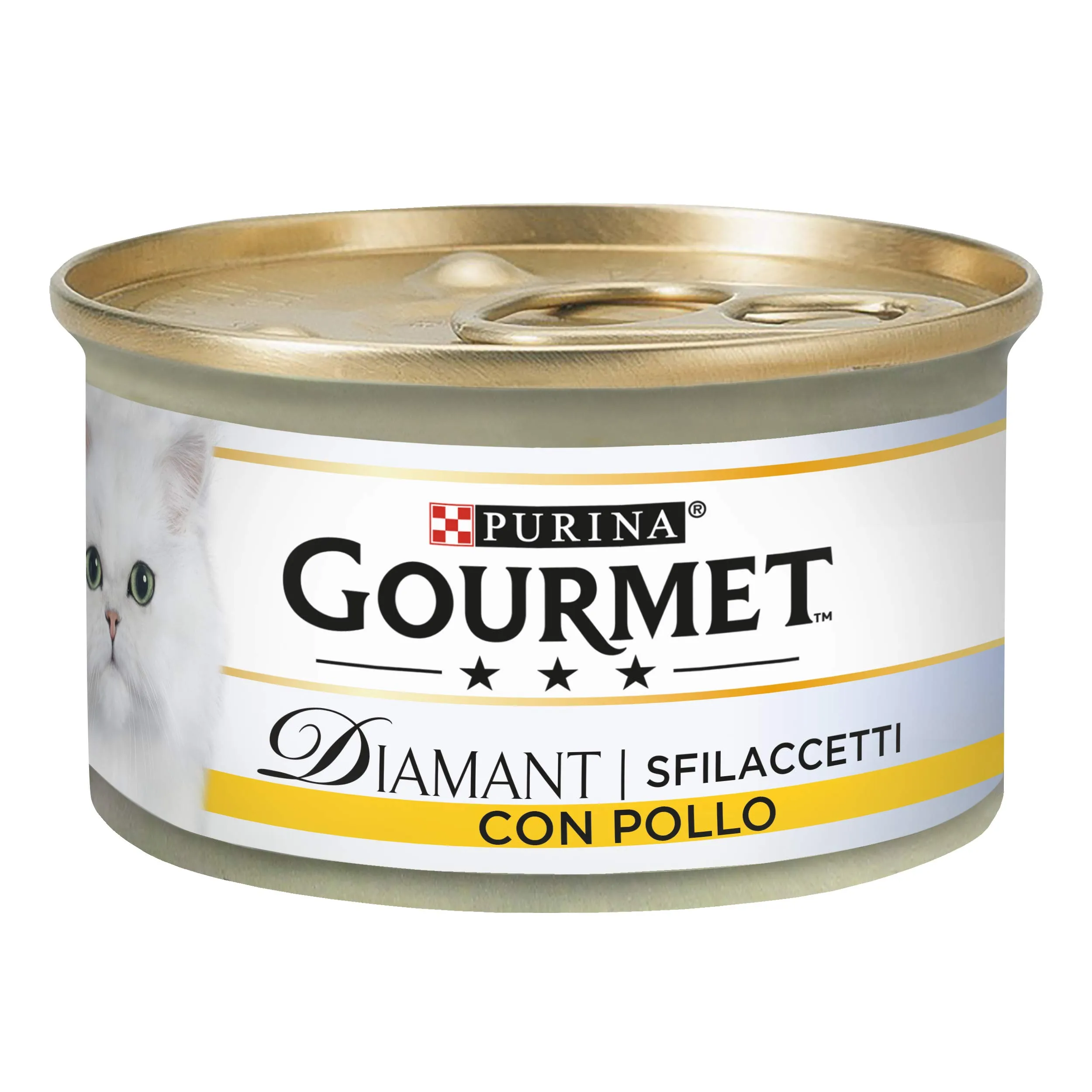 GOURMET Diamant Cibo Umido per Gatti Adulti Sfilaccetti con Pollo 24 Lattine da 85g - immagine 1