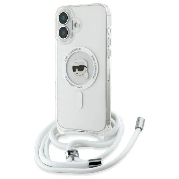 Custodia MagSafe per Apple iPhone 16, Karl Lagerfeld, IML Crossbody Karl's Head, Trasparente - immagine 1