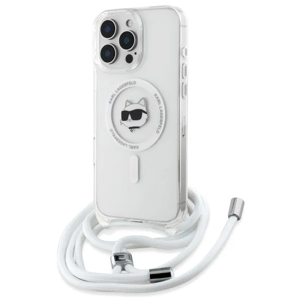 Custodia MagSafe per Apple iPhone 16, Karl Lagerfeld, IML Crossbody Choupette's Head con Tracolla, Trasparente - immagine 1