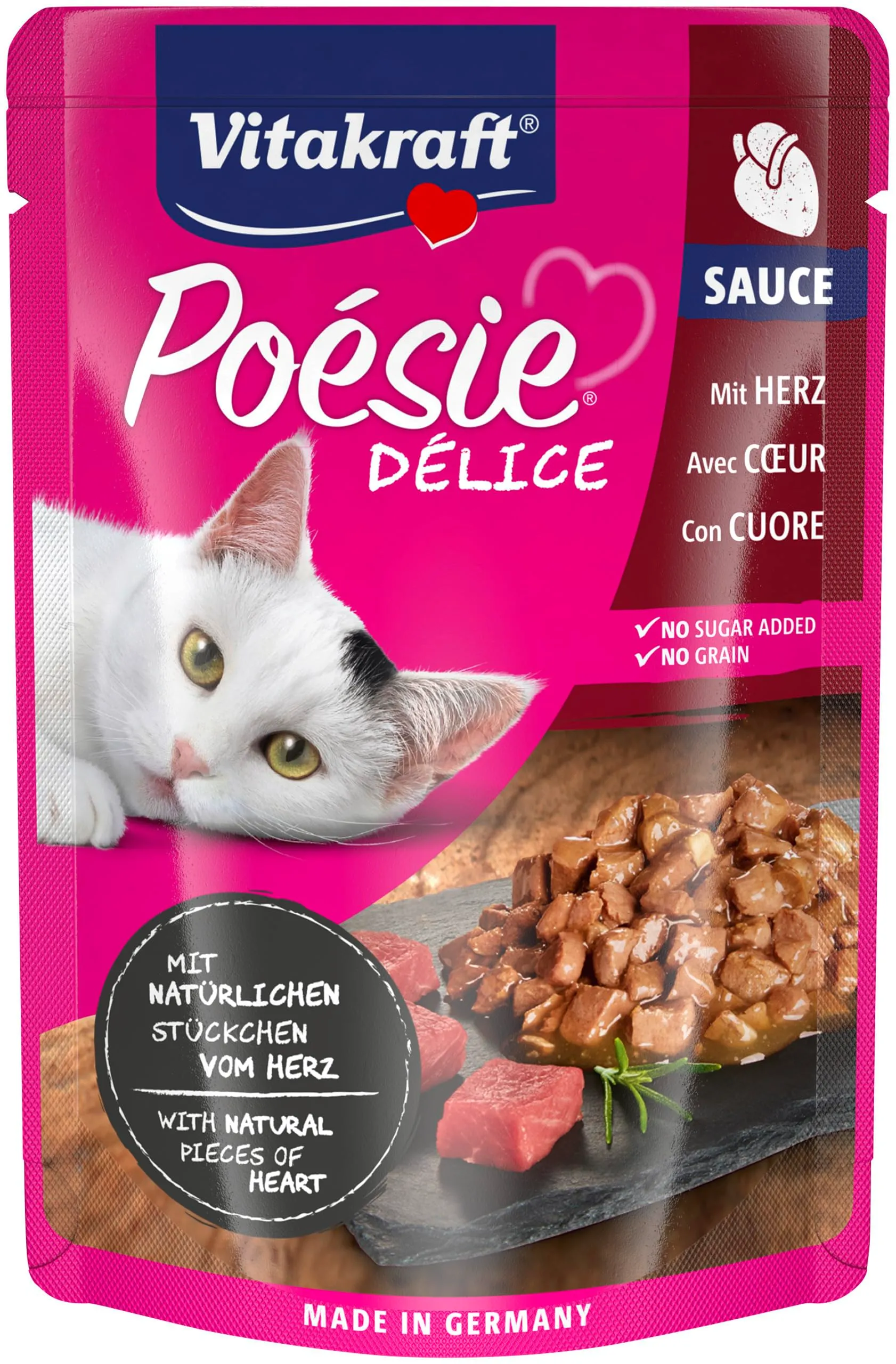 Vitakraft Poésie Délice, cibo umido per gatti, con cuori in salsa (1x 85 g) - immagine 2