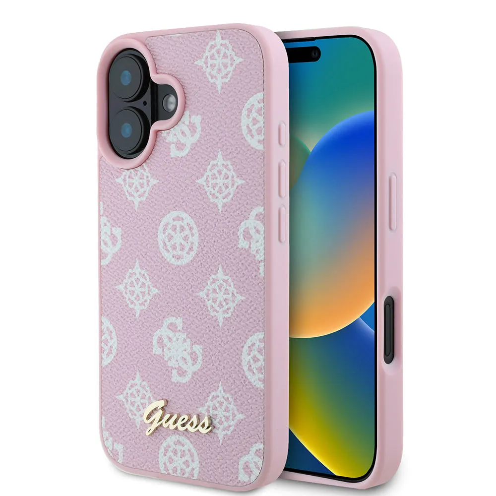 Custodia MagSafe per Apple iPhone 16, Guess, Peony Script, Rosa - immagine 1