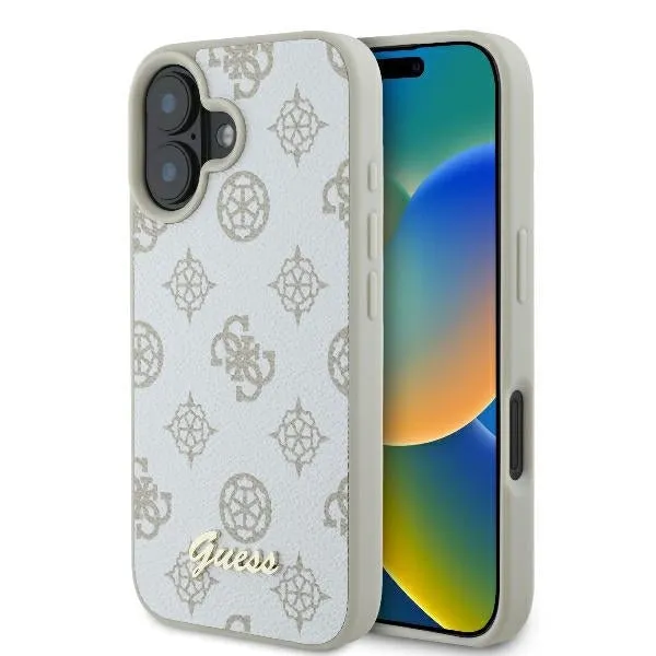 Custodia MagSafe per Apple iPhone 16, Guess, Peony Script, Bianca - immagine 1