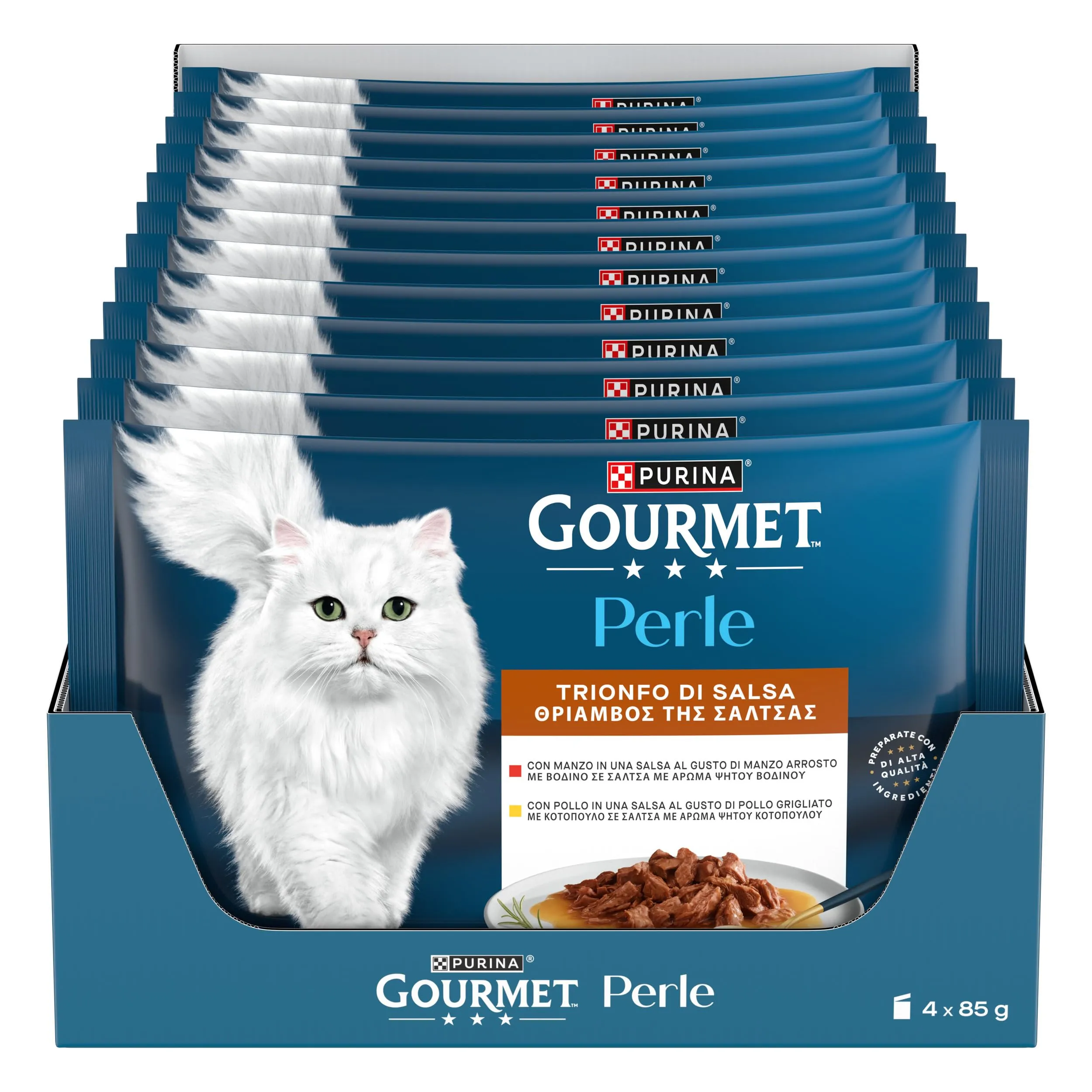 GOURMET Perle Trionfo di Salsa Gatto con Manzo, Pollo - immagine 2