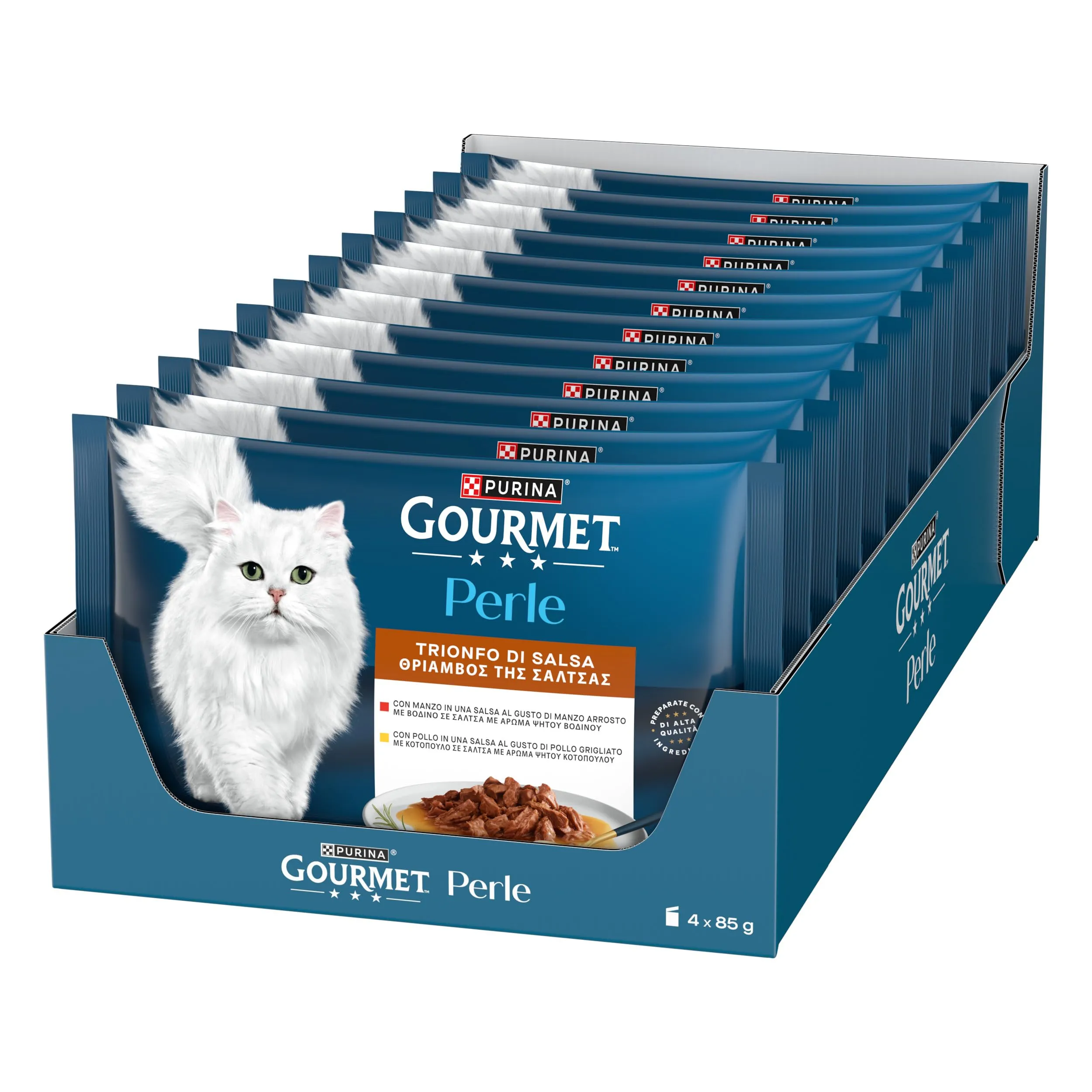 GOURMET Perle Trionfo di Salsa Gatto con Manzo, Pollo - immagine 3