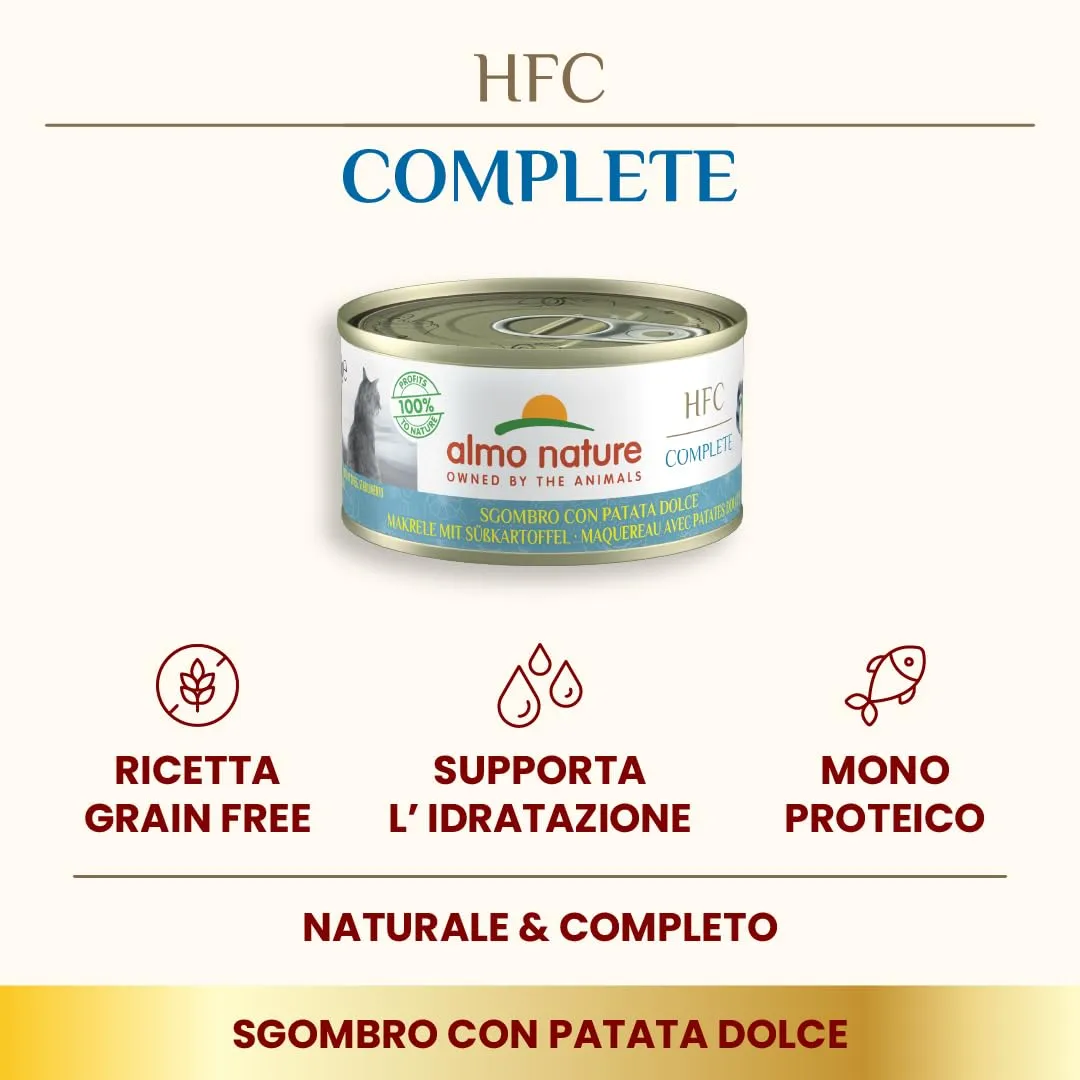 Almo Nature HFC Complete, Alimento Umido per Gatti Adulti - Sgombro con Patata Dolce - 70g, Confezione da 24 - immagine 2