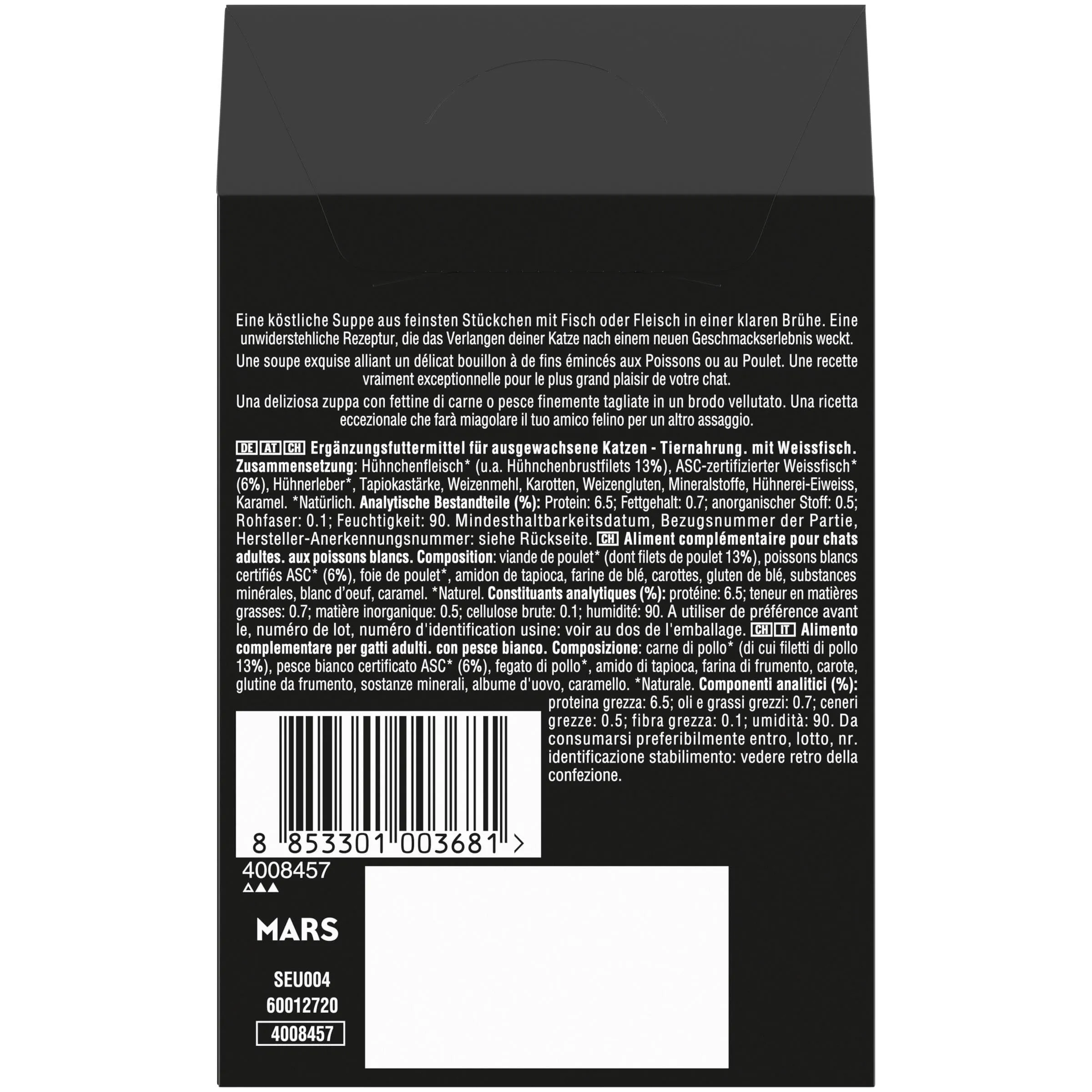 Busta di cibo umido per gatti adulti SHEBA Soup con Pesce Bianco, confezione da 40 (10x4x40g) - immagine 3