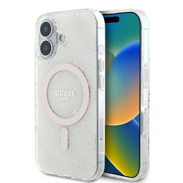 Custodia MagSafe per Apple iPhone 16, Guess, IML 4G Background, Bianca - immagine 1