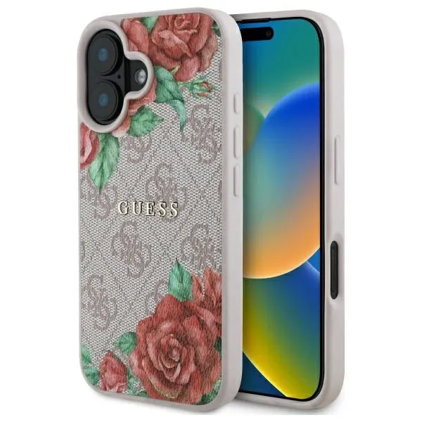 Custodia MagSafe per Apple iPhone 16, Guess, 4G Flowers Print, Rosa - immagine 1