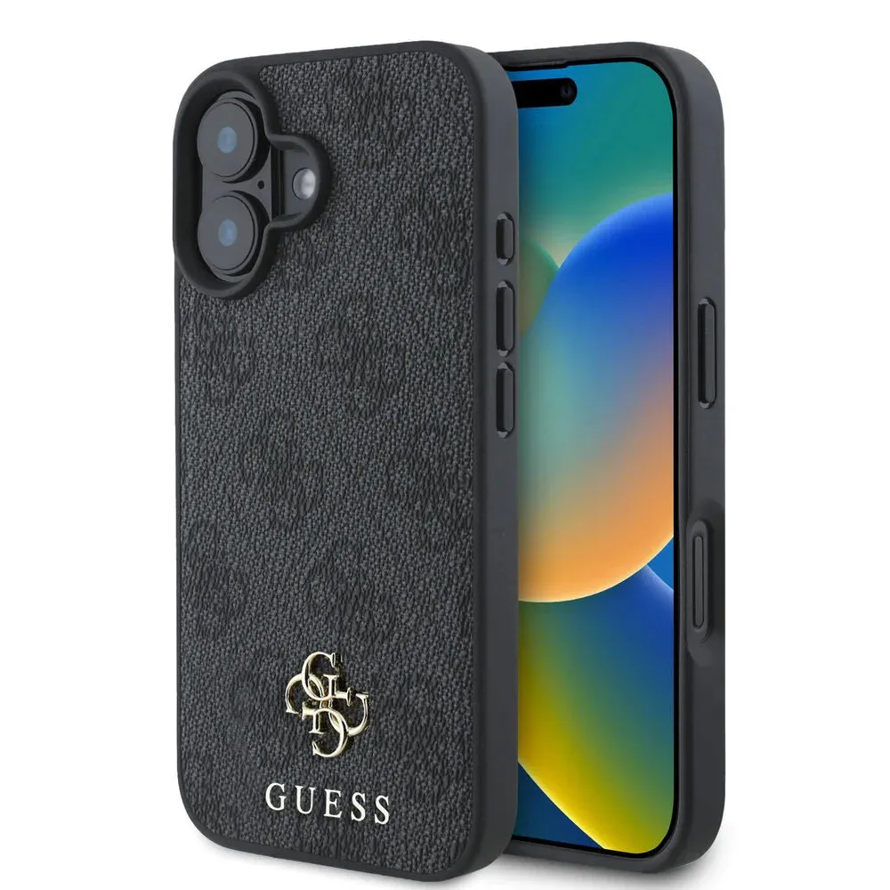 Custodia MagSafe per Apple iPhone 16, Guess, 4G Classic, Nera - immagine 1