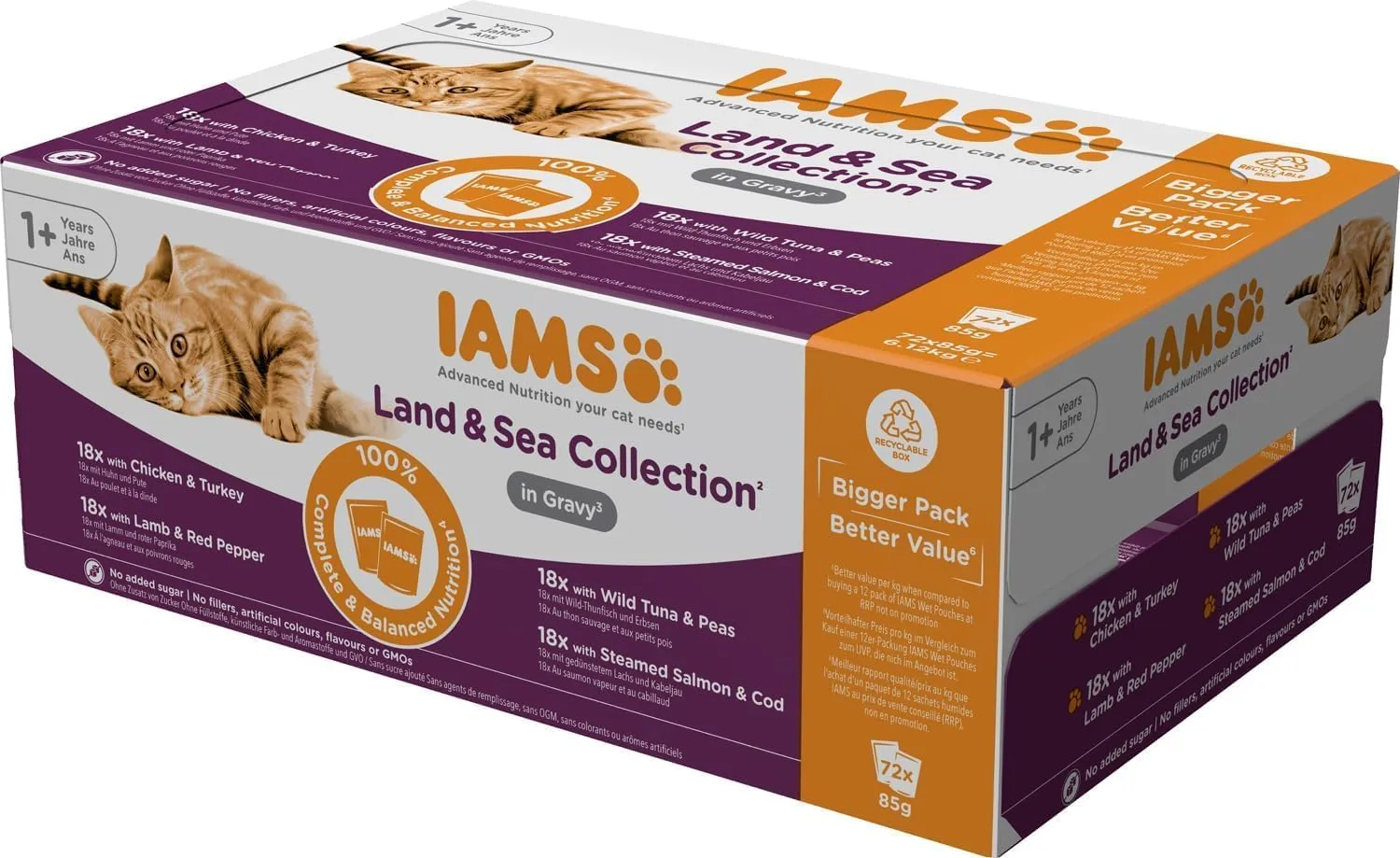 IAMS Delights Land & Sea - Cibo umido per gatti in salsa, 72 x 85 g - immagine 8