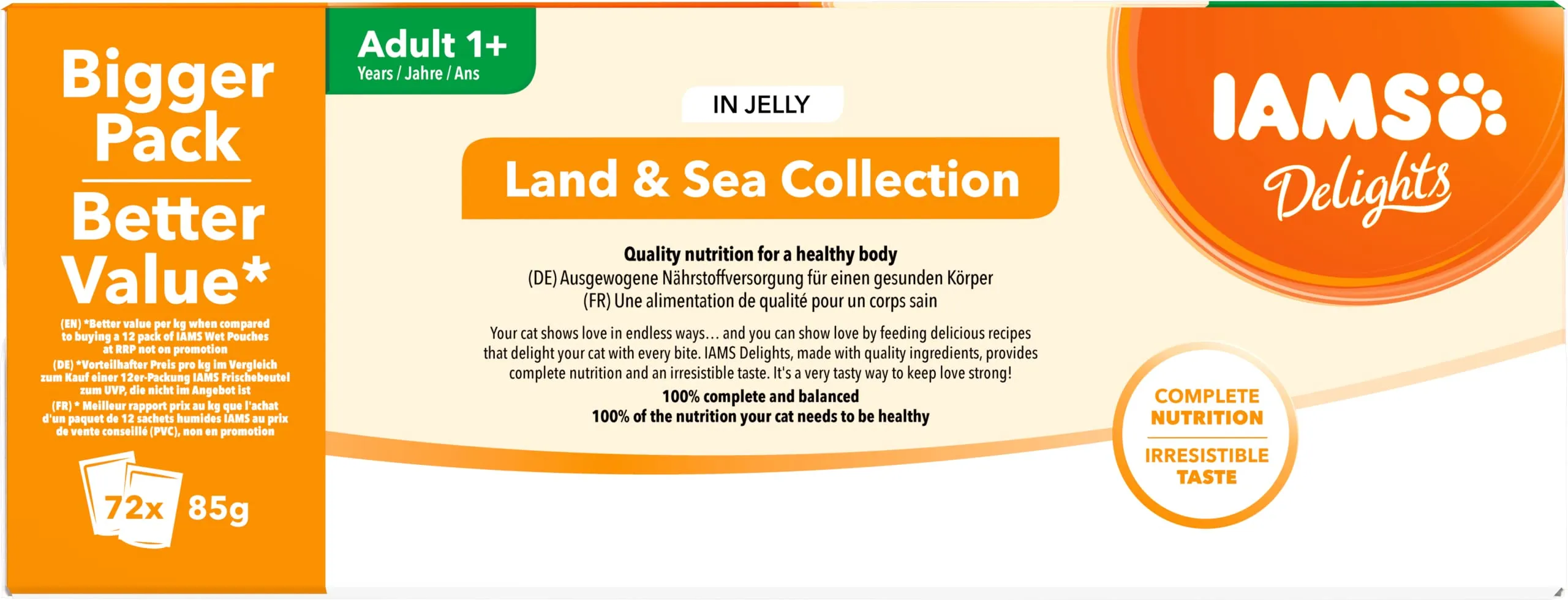 IAMS Delights Land & Sea - Cibo umido per gatti in gelatina, 72 x 85 g - immagine 2