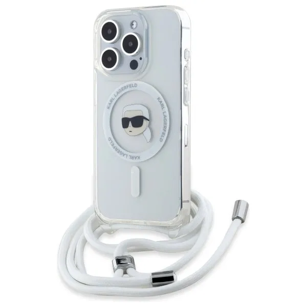 Custodia MagSafe per Apple iPhone 16 Pro, Karl Lagerfeld, IML Crossbody Karl's Head, Trasparente - immagine 1