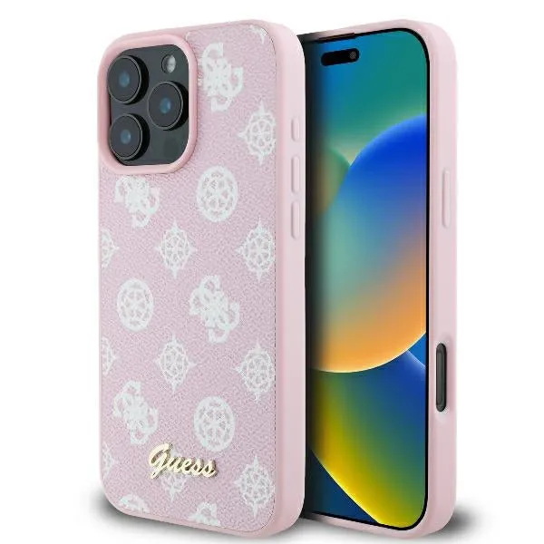 Custodia MagSafe per Apple iPhone 16 Pro, Guess, Peony Script, Rosa - immagine 1