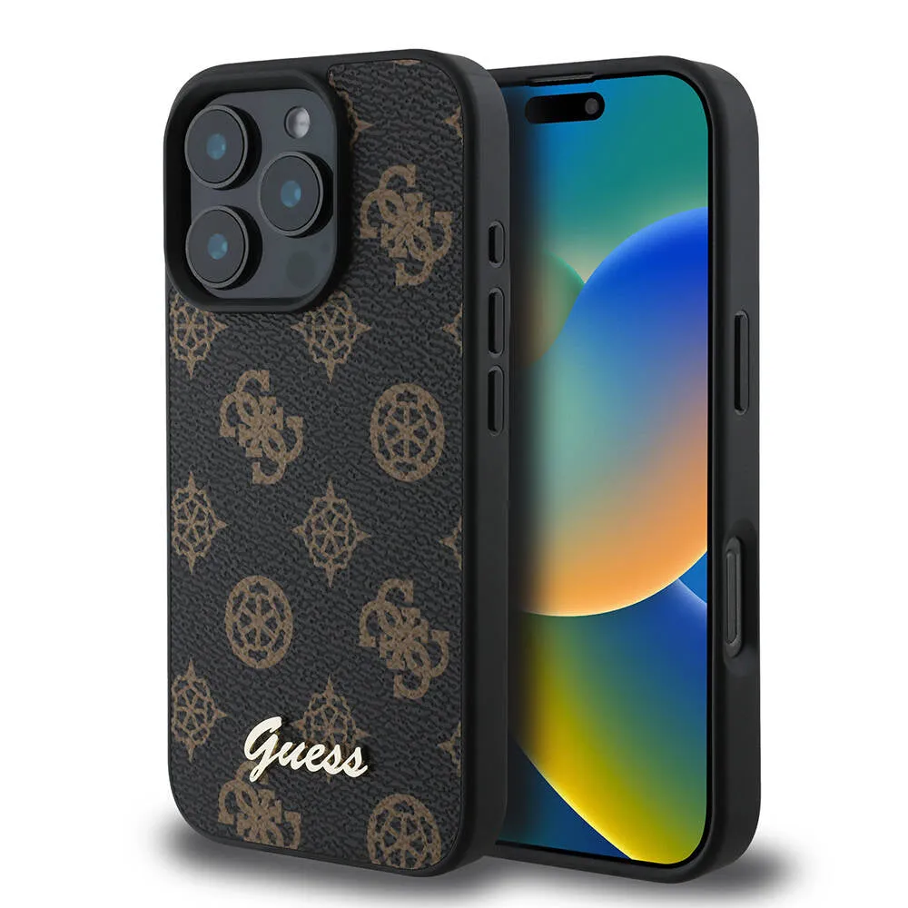 Custodia MagSafe per Apple iPhone 16 Pro, Guess, Peony Script, Nera - immagine 1