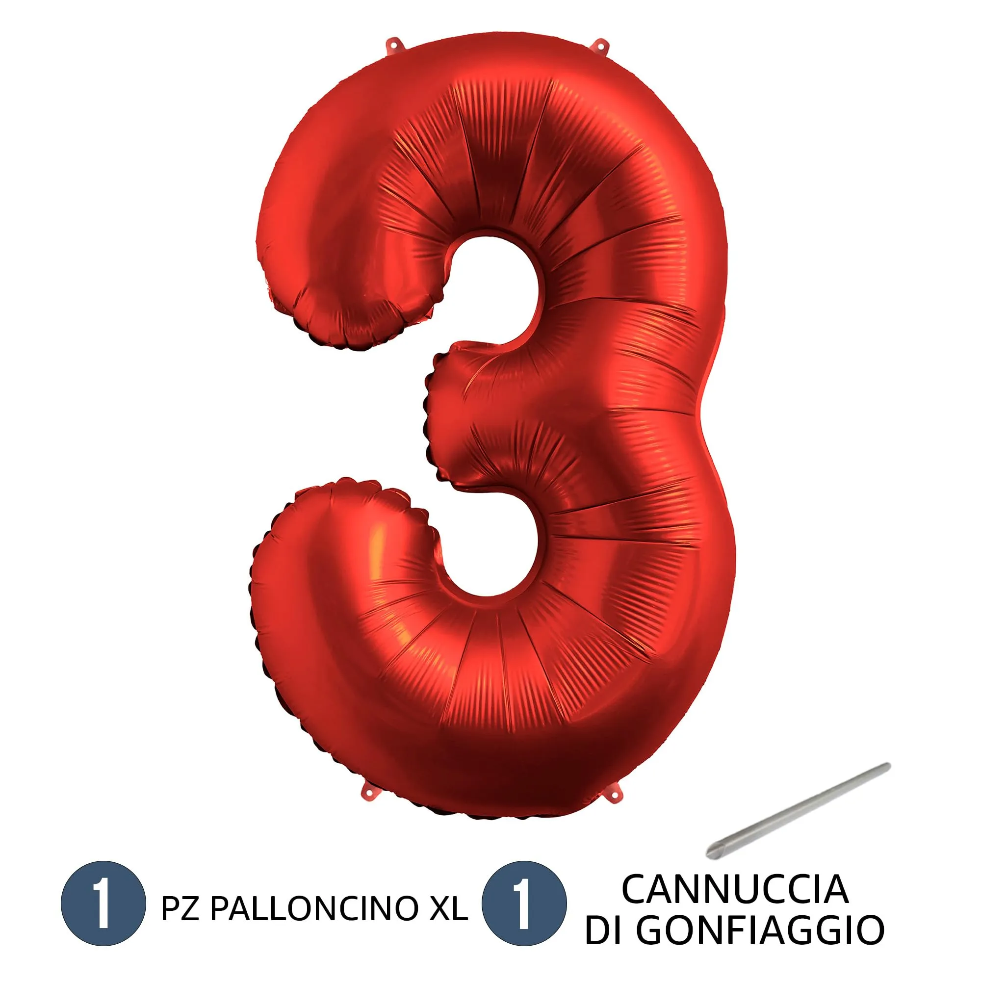 FUNFEST Palloncino Numero 3 Rosso Cromo 100cm - immagine 7