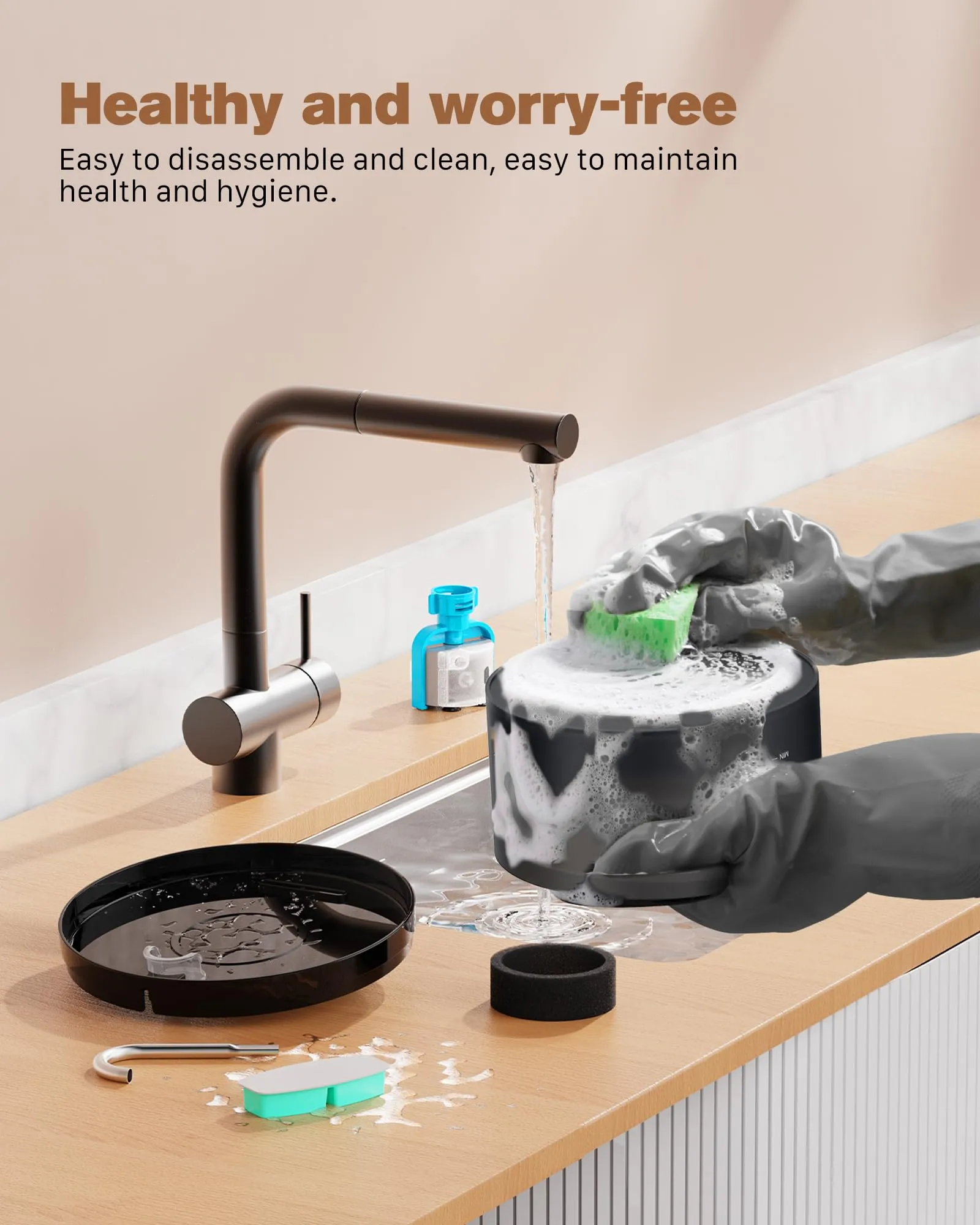 BEMOONY Fontanella per Gatti, 6 Pezzi Filtro + 3 Pezzi di Spugna, 3.2L Fontana per Gatti, Fontanella per Cani Pompa Ultra-Silenziosa con Luce Led, Filtraggio Profondo, Serbatoio Dell'Acqua Traslucido - immagine 9